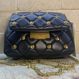 Ted Baker Ginn Leather Quilted Crossbody Bag NWT Black Gold